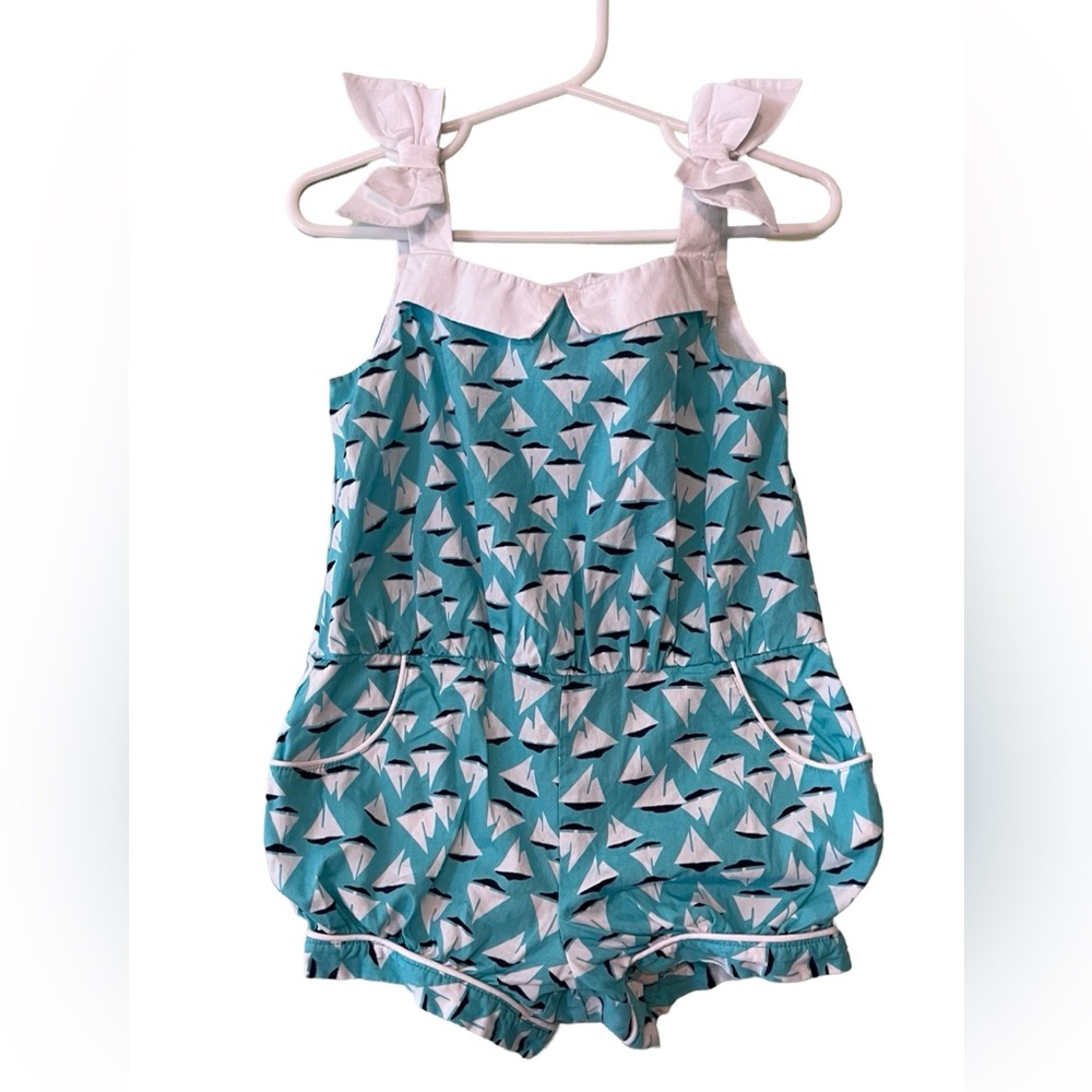 Coastal Cruise Sailboat Print Romper 2T